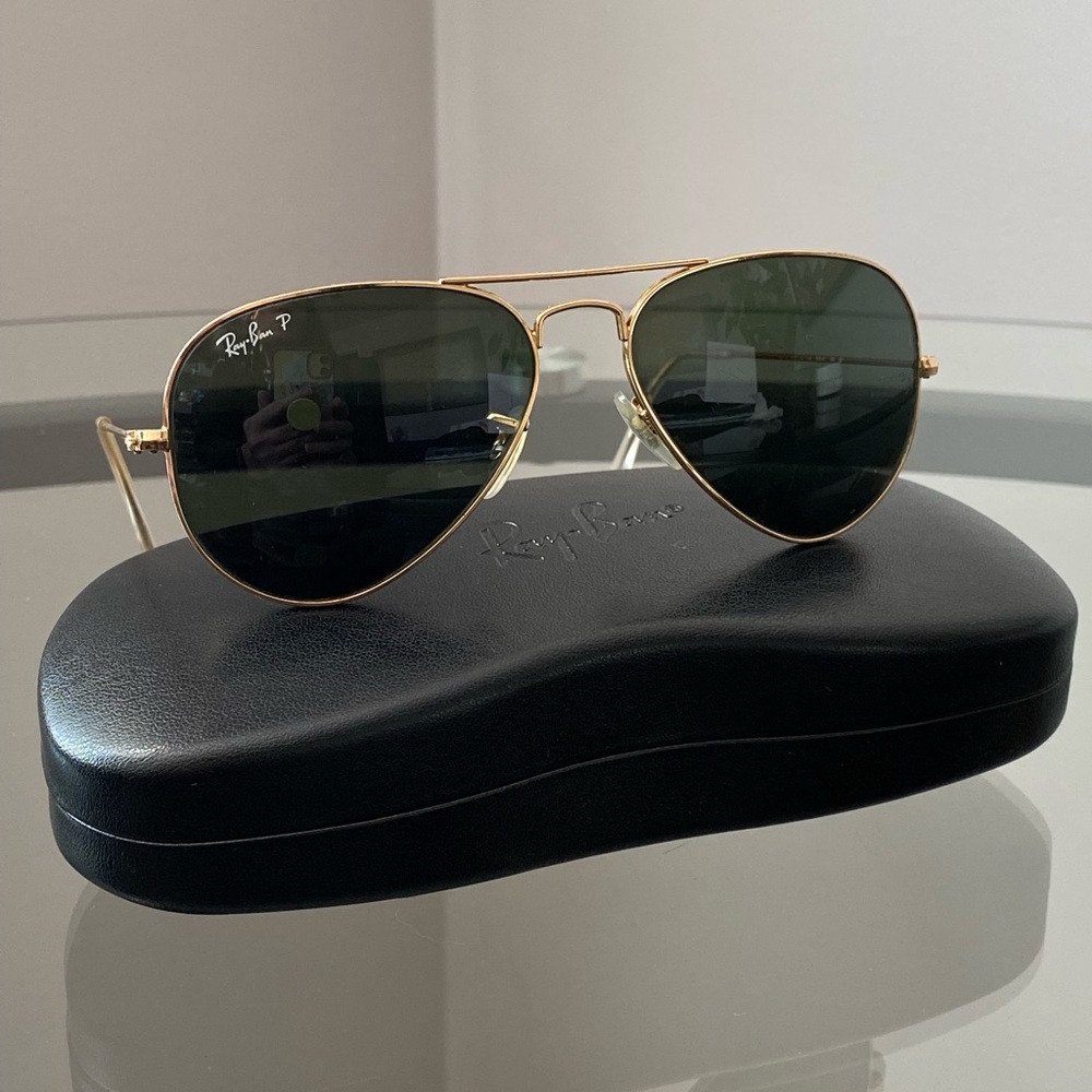 Ray-Ban Gold and Black Aviator Sunglasses